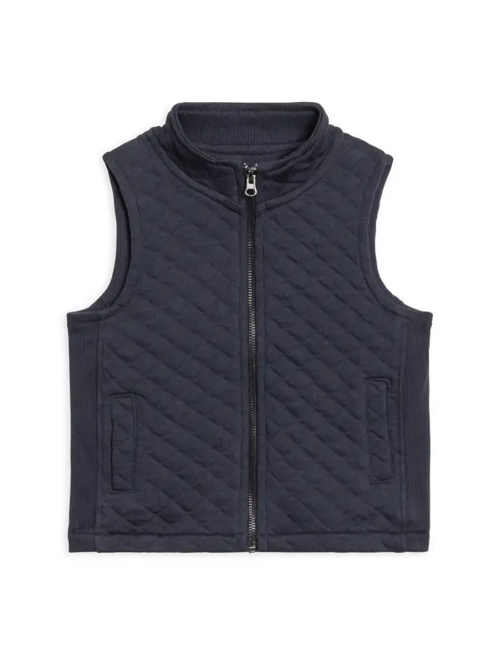 Hudson Quilted Jacquard Zip Up Vest - Navy image 0