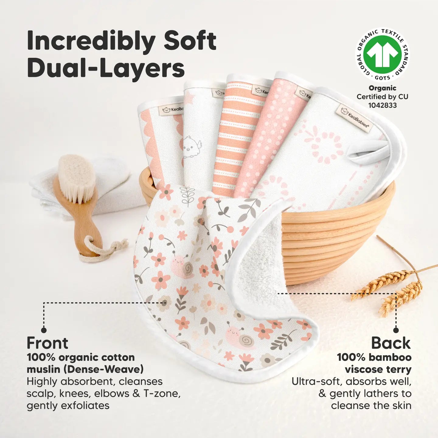 Organic Muslin Cami Baby Washcloths | Sweet Charm