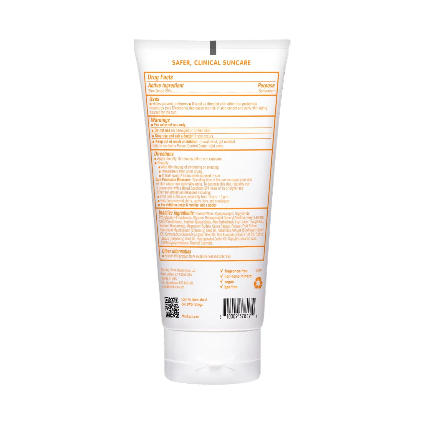 Think Baby SPF 30 Clear Zinc Sunscreen | 6 oz