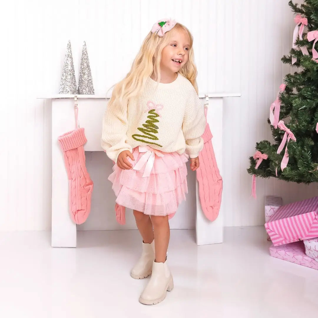 Coquette Christmas Tree Knit Sweater