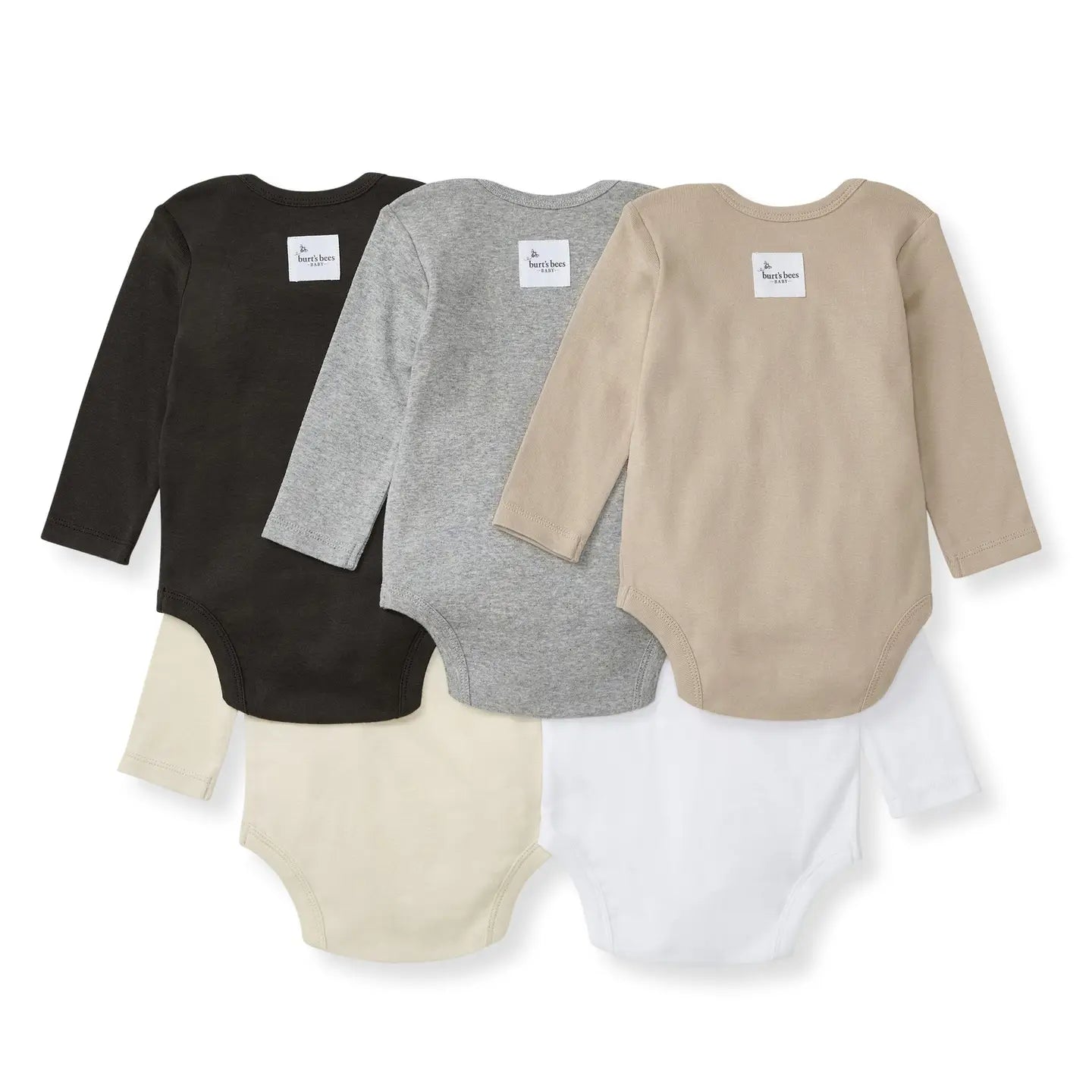 Solid Organic Cotton Long Sleeve Bodysuits 5 Pack | Ash