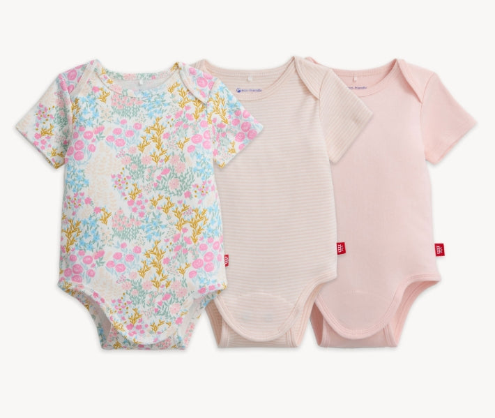 Magnetic Me Organic Cotton Bodysuit 3 Pack | Pink Florals