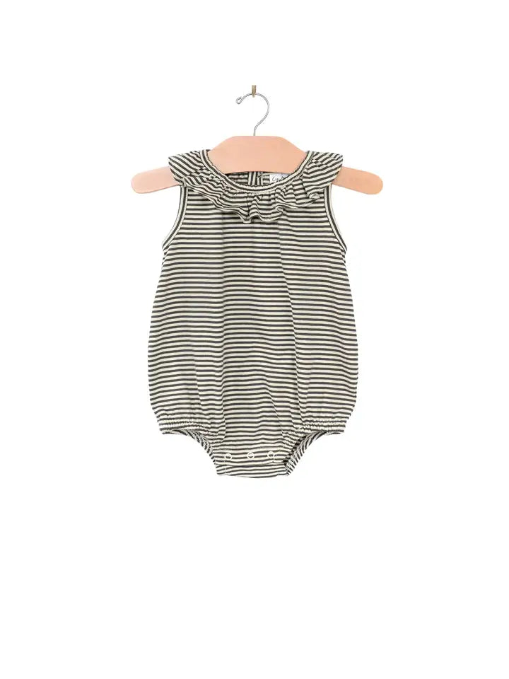 Striped Frill Collar Romper image 0