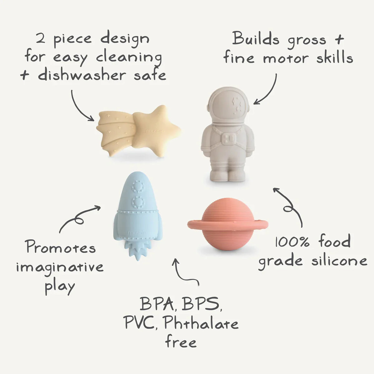 Space Mold Free Bath Play Set - 4 Pack image 1