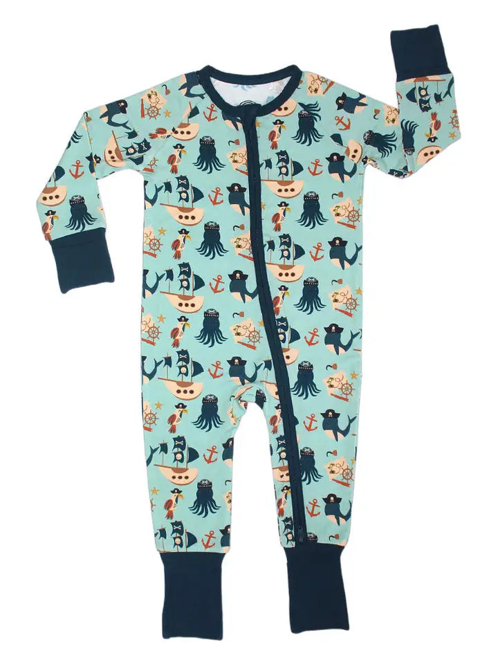 Pirate's Life Bamboo Convertible Baby Pajamas image 0