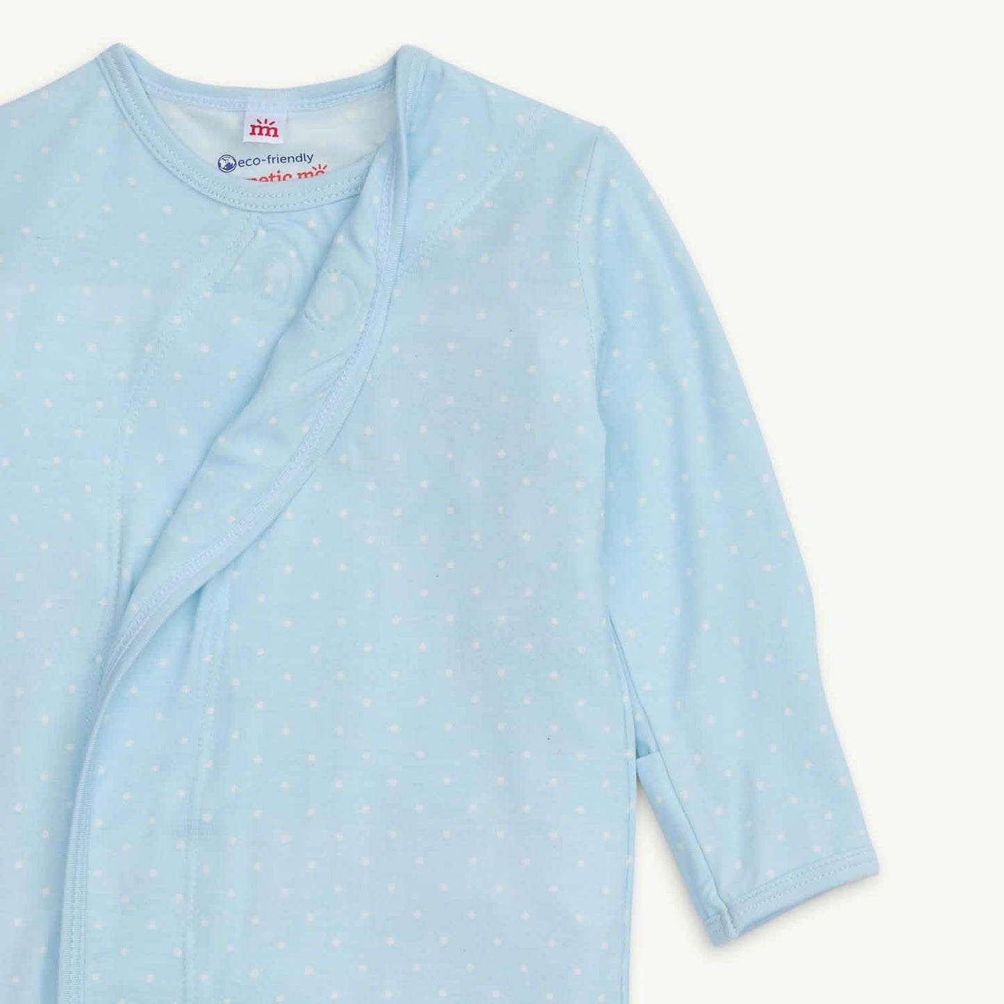 Blue Pin Dot Modal Magnetic Sleeper Gown + Hat Set