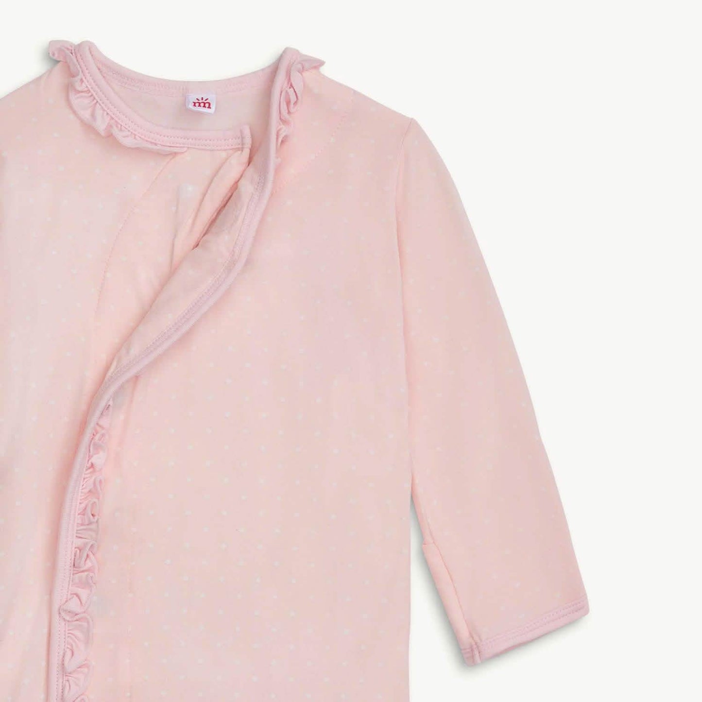 Pink Pin Dot Modal Magentic Sleeper Gown + Hat Set