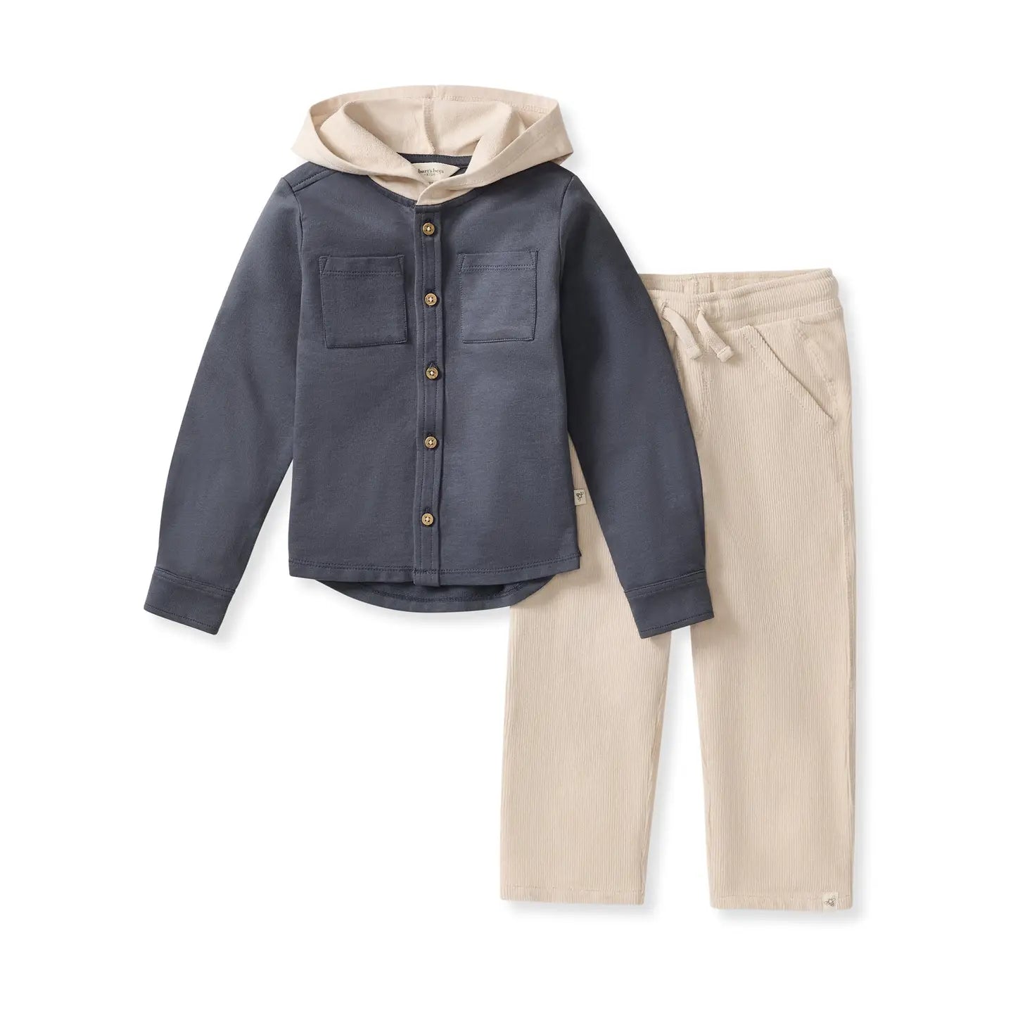 Hooded Button-Down Shirt Set | Organic Cotton