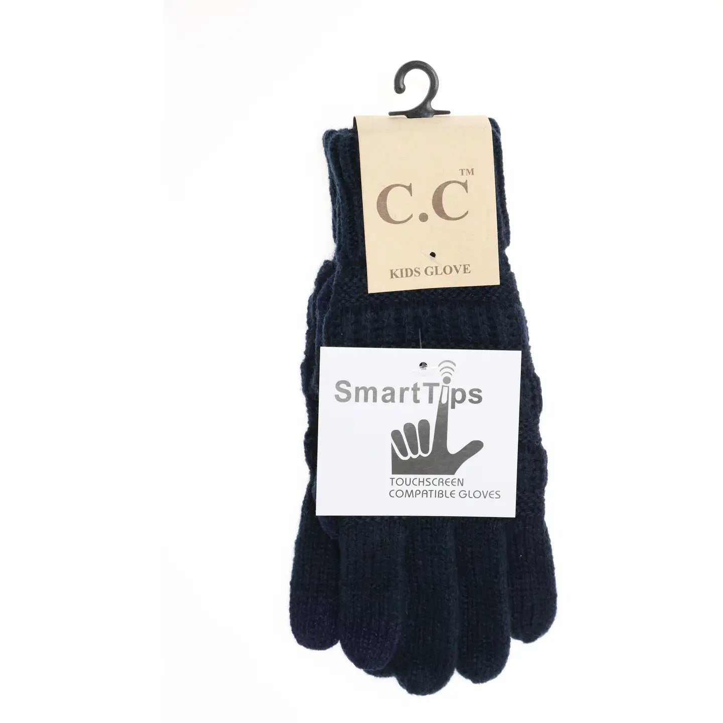 Kids Solid Cable Knit Cc Gloves