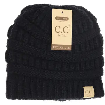 Kids Solid Fuzzy Lined Cc Beanie