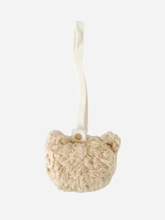 Bear Sherpa Plush Baby Pacifier Clip image 0