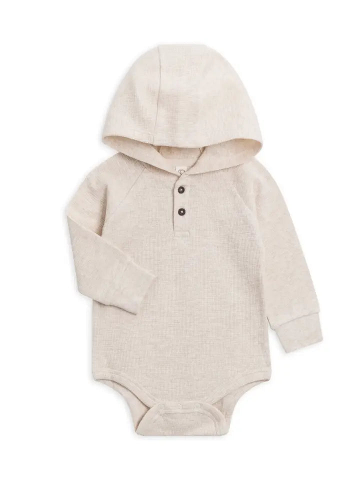 Cole Waffle Knit Hooded Bodysuit - Heather Oat image 0