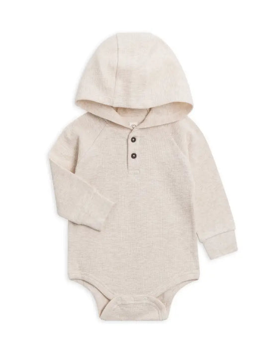 Cole Waffle Knit Hooded Bodysuit - Heather Oat image 0