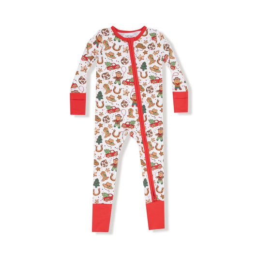 Cowboy Christmas Convertible Two-Way Zipper Romper
