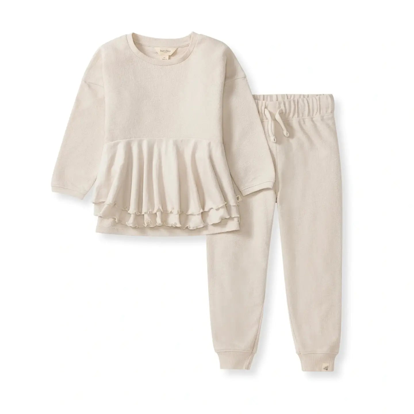 Textured Ruffle Sweatshirt Set | 100% Organic Cotton