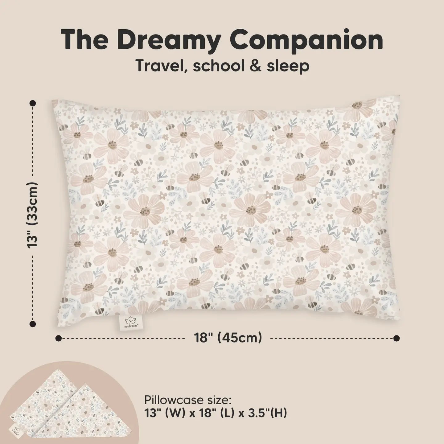 Natural Cotton Ergonomic Toddler Pillow | Floral