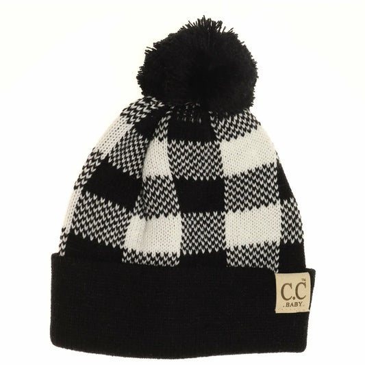 Baby Buffalo Plaid Pom Beanie Newborn
