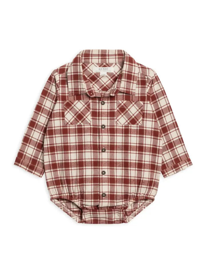Carson Flannel Collared Button Down Bodysuit image 0