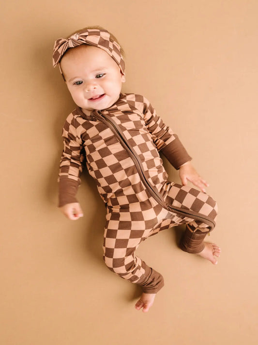 Espresso Checkered Convertible Bamboo Sleeper