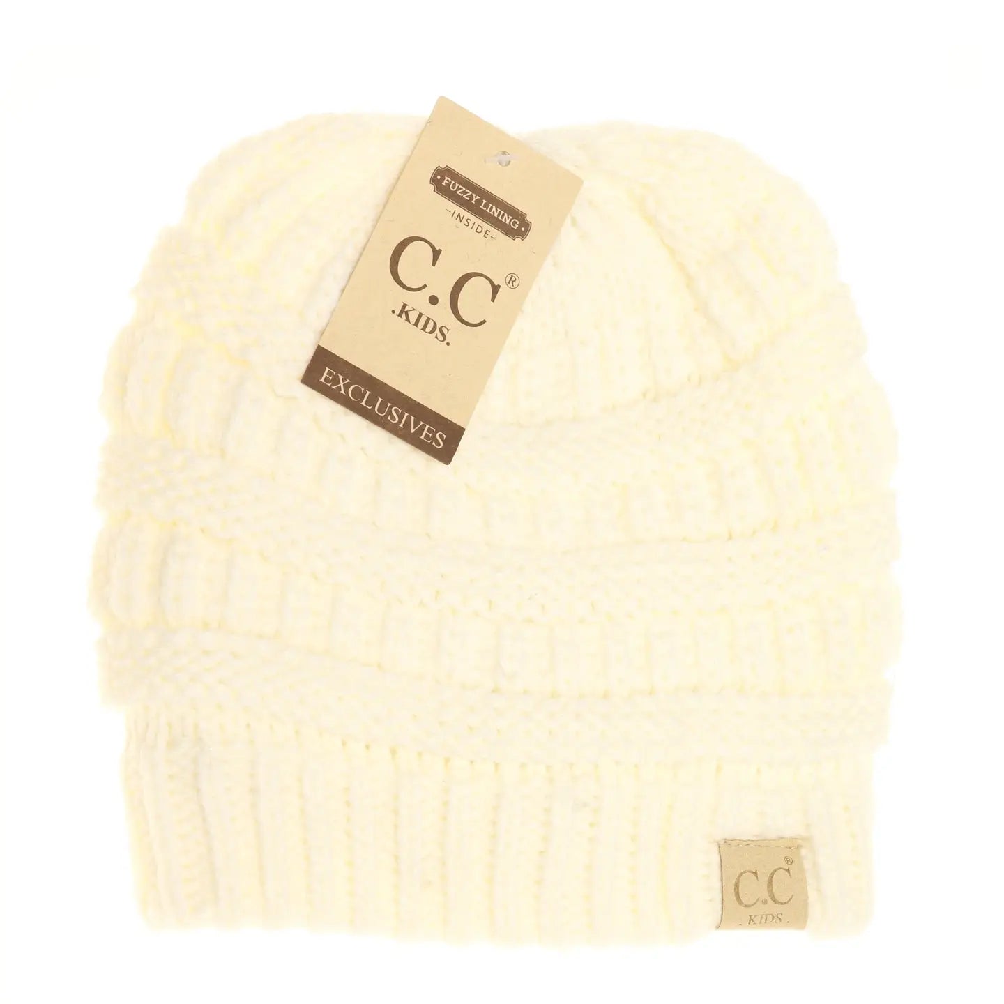 Kids Solid Fuzzy Lined Cc Beanie