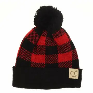Baby Buffalo Plaid Pom Beanie Newborn