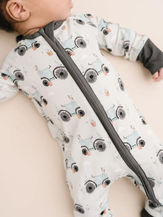 Blue Tractor Convertible Bamboo Sleeper