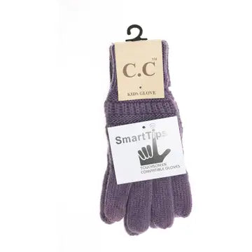 Kids Solid Cable Knit Cc Gloves