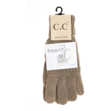 Kids Solid Cable Knit Cc Gloves