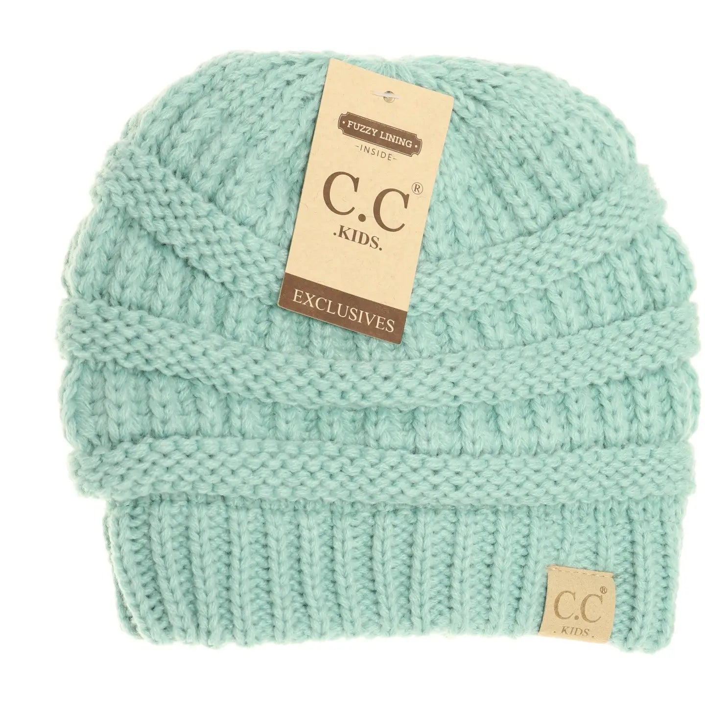 Kids Solid Fuzzy Lined Cc Beanie
