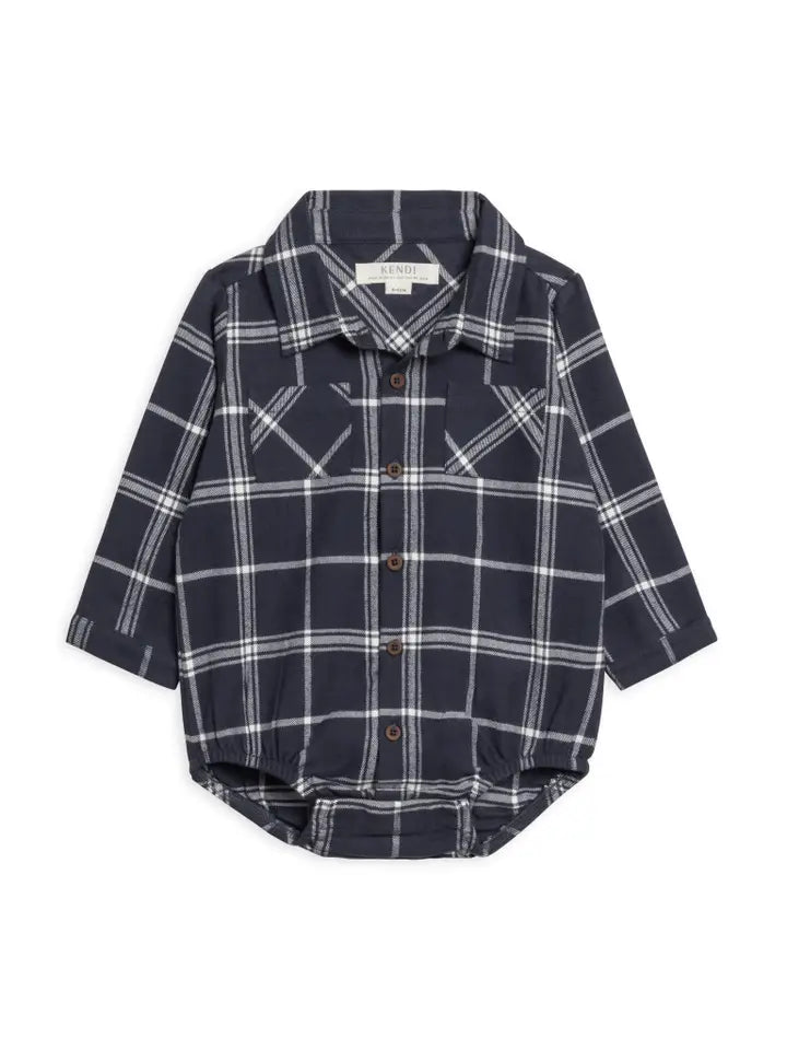 Carson Flannel Collared Button Down Bodysuit image 1