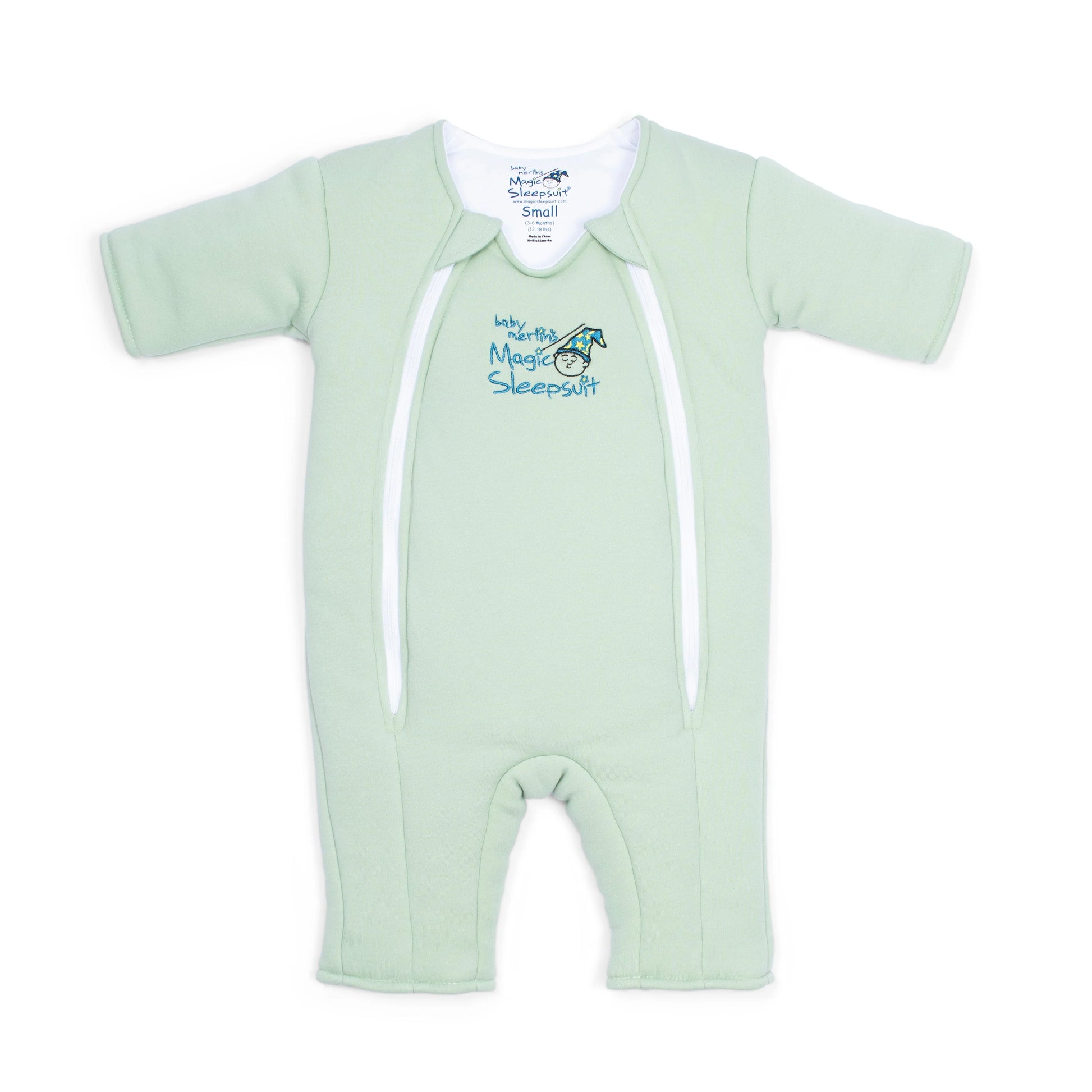 Baby Merlin's Magic Sleepsuit in Sage Green. 