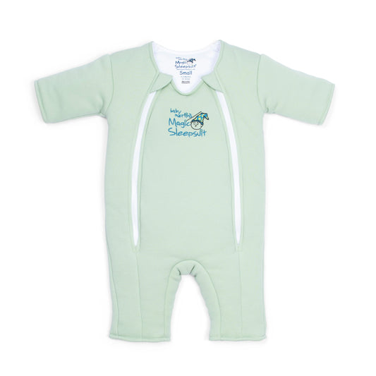 Baby Merlin's Magic Sleepsuit in Sage Green. 
