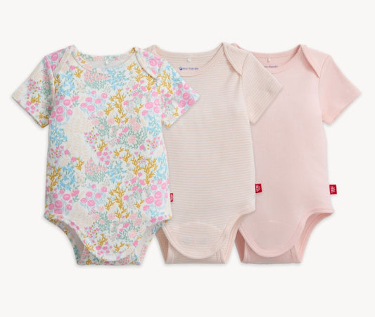 Magnetic Me Organic Cotton Bodysuit 3 Pack | Pink Florals