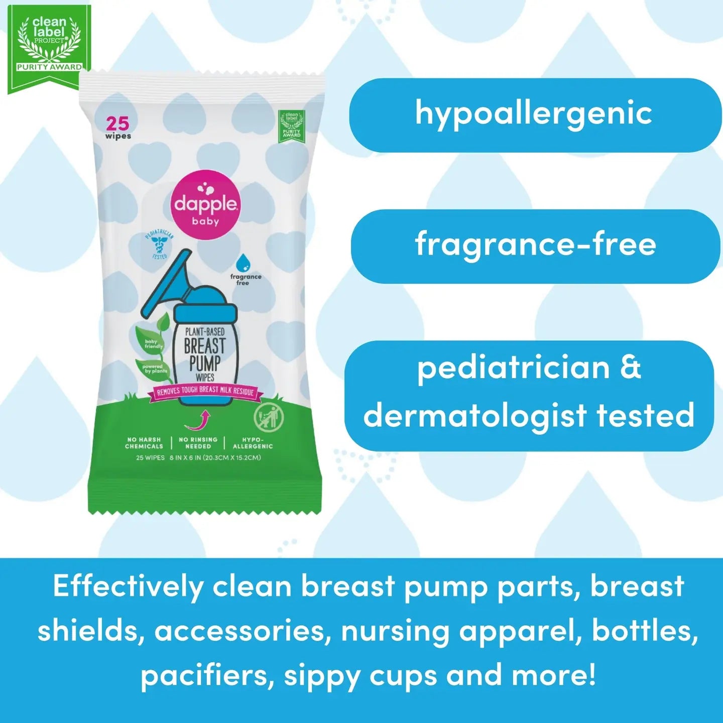 Dapple Plant-Based Breast Pump Wipes | On-the-Go Cleaning