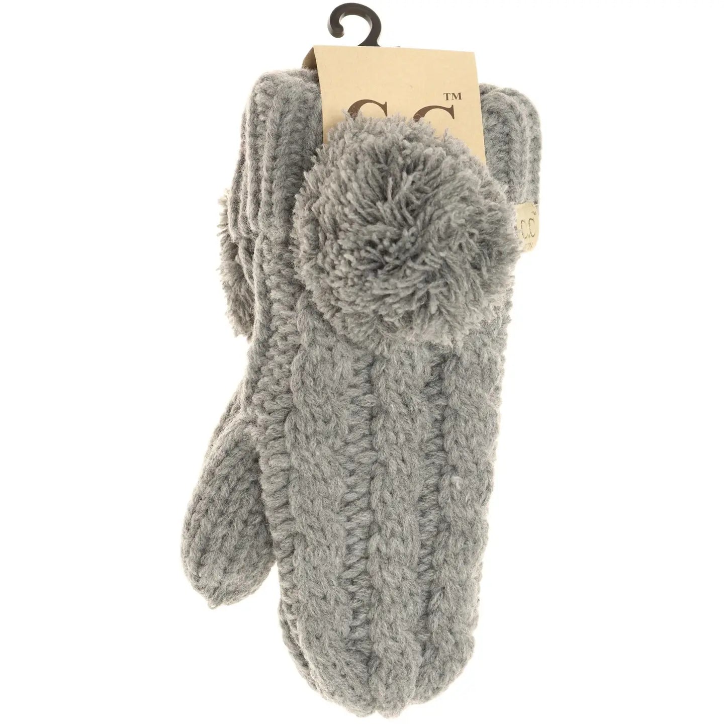 Kids Cc Solid Pom Fuzzy Lined Mittens