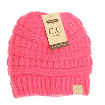 Kids Solid Fuzzy Lined Cc Beanie