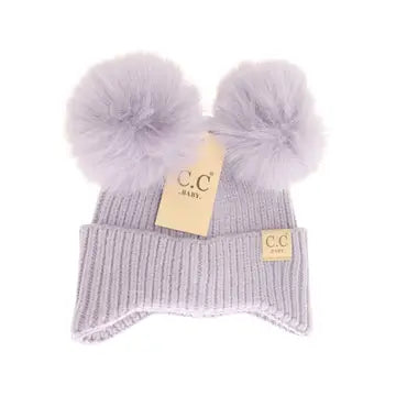 Baby Ear Flap Double Pom