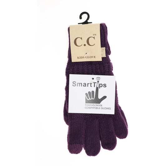 Kids Solid Cable Knit Cc Gloves
