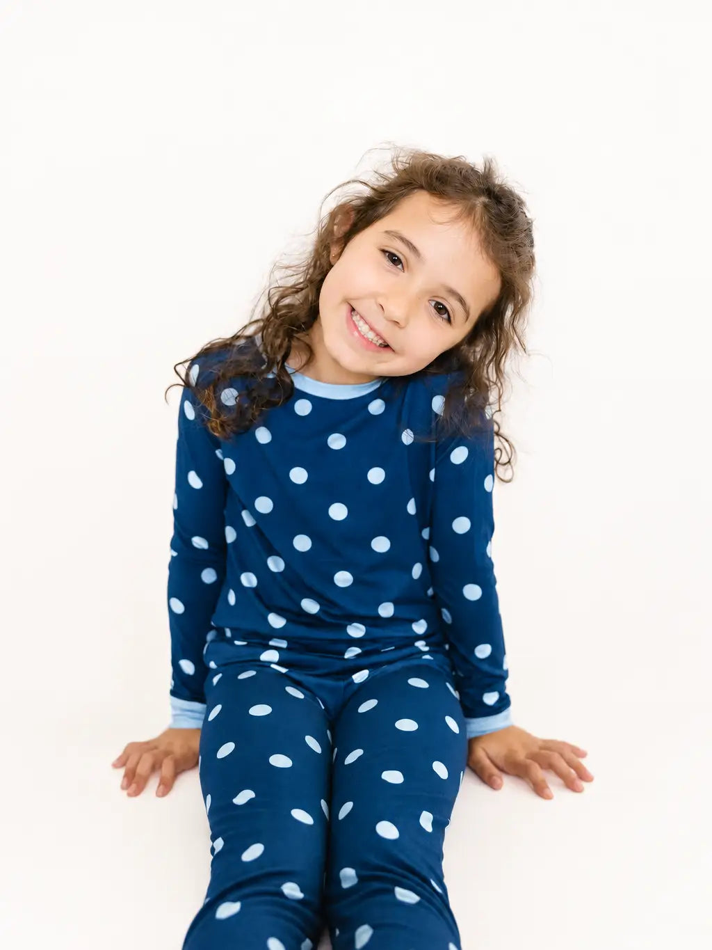 Navy Polkadot Toddler Bamboo L/S Set