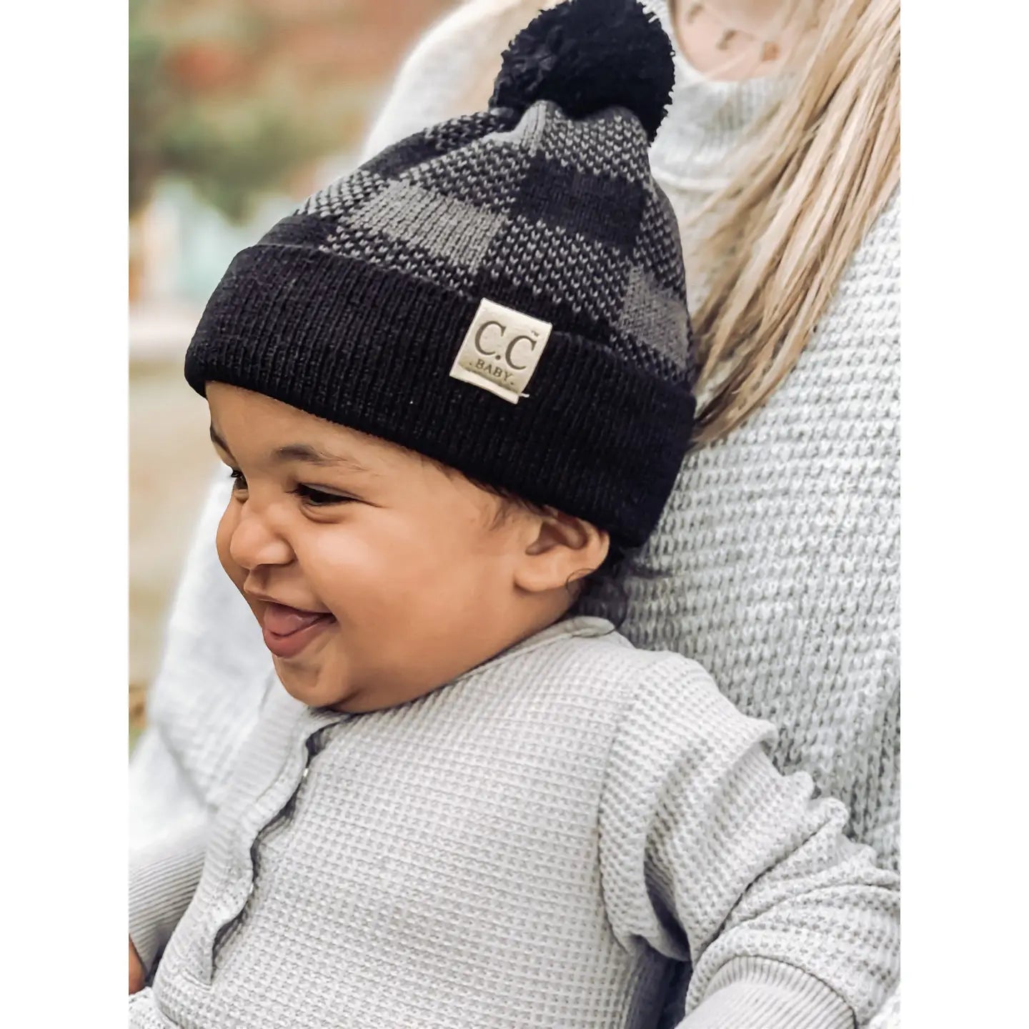 Baby Buffalo Plaid Pom Beanie Newborn