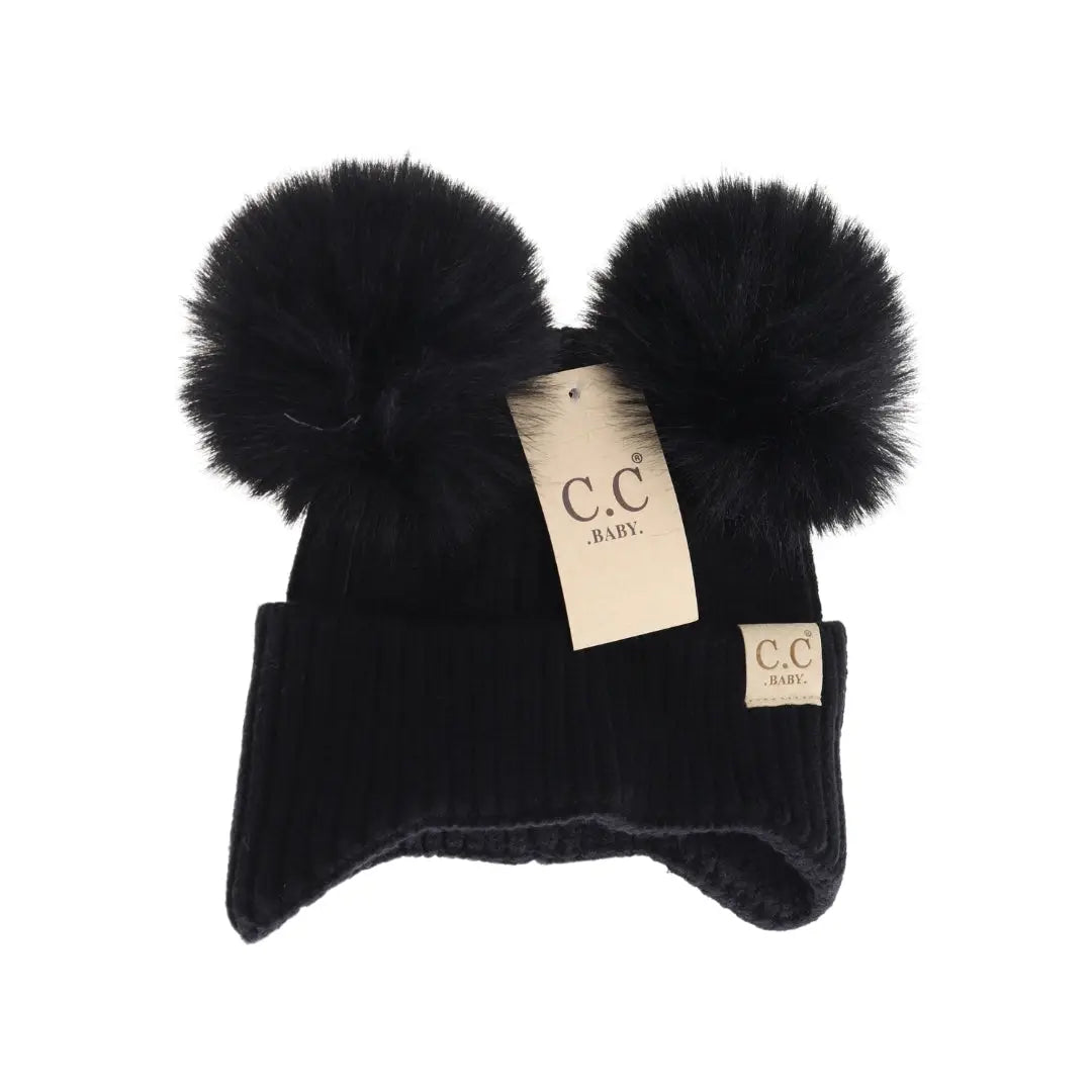 Baby Ear Flap Double Pom
