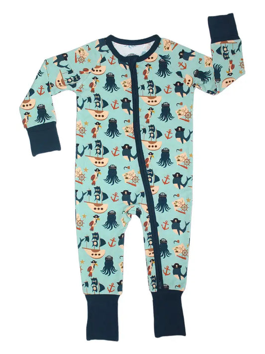 Pirate's Life Bamboo Convertible Baby Pajamas image 0