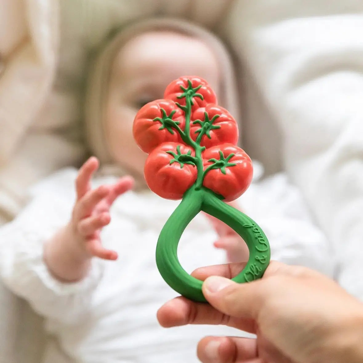 Tomato Rattle Toy | Oli & Carol Natural Rubber Toy