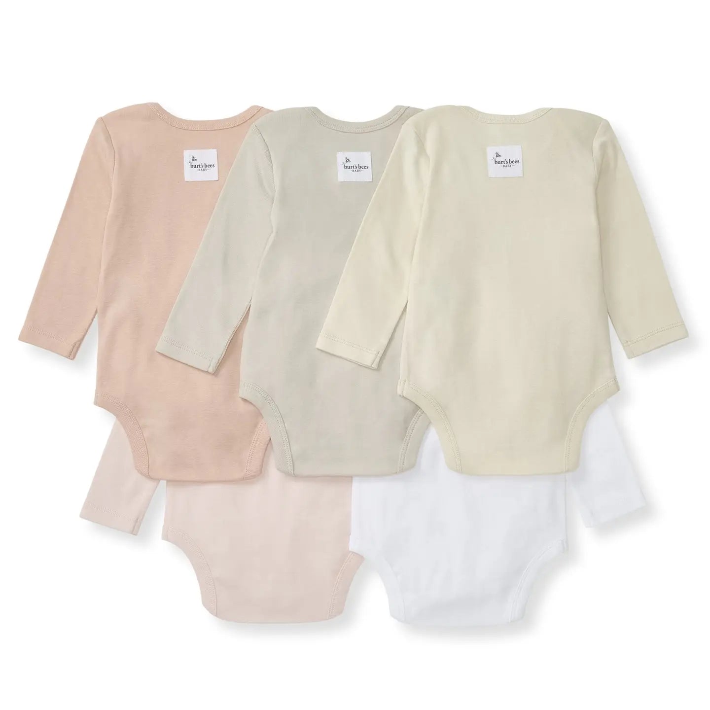 Solid Organic Cotton Long Sleeve Bodysuits 5 Pack | Pink Sand
