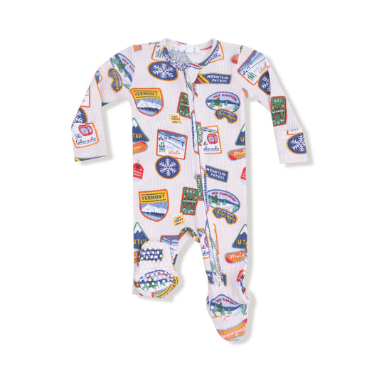 Vintage State Snow Sport Patches 2-Way Zipper Footie
